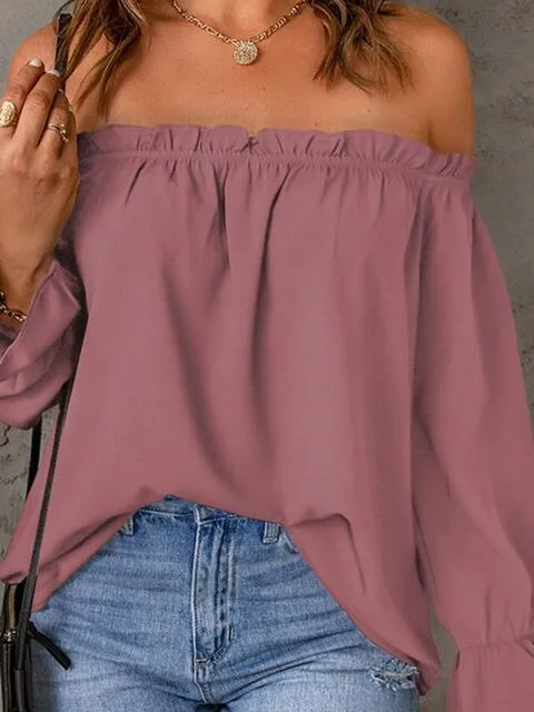 Feel Amazing Long Sleeve Off Shoulder Blouse