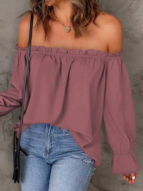 Feel Amazing Long Sleeve Off Shoulder Blouse