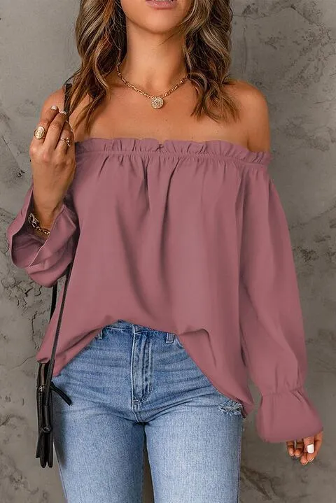 Feel Amazing Long Sleeve Off Shoulder Blouse