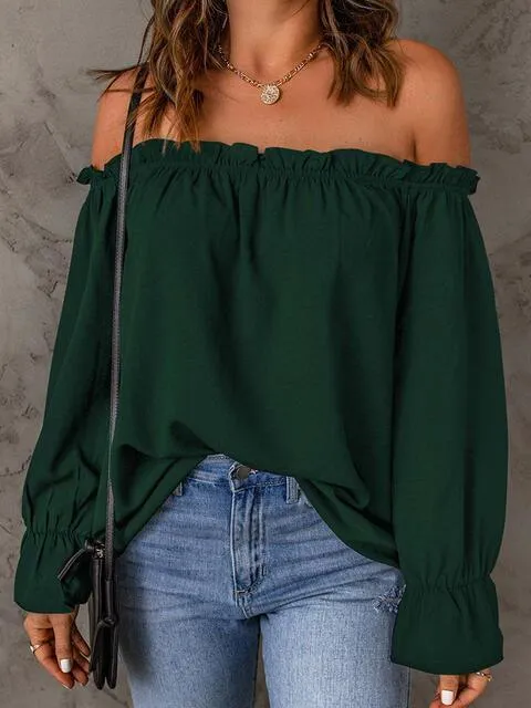 Feel Amazing Long Sleeve Off Shoulder Blouse