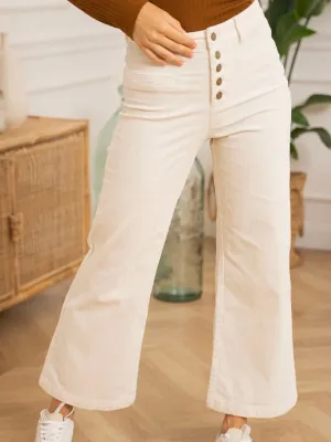 FINAL SALE Valentina Velvet Wide Leg Pant White