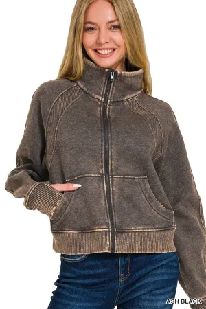 Fleece Fit Zip-Up in Ash Black