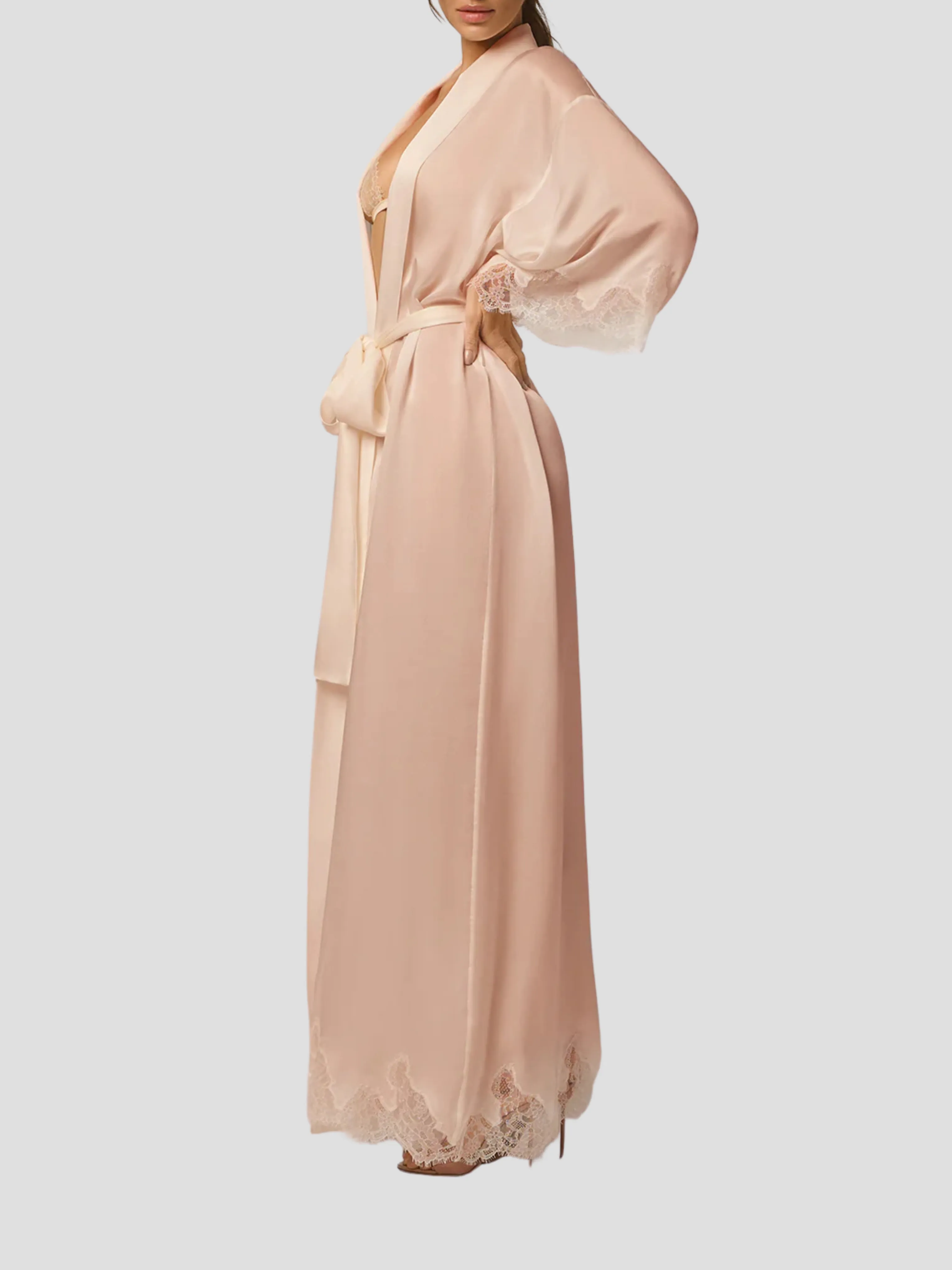 Giselle Long Robe in Blush