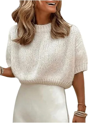 GORGLITTER Women's Puff Short Sleeve Cropped Sweater Tops Cute Chunky Fall Fashion Knit Crop Sweaters 2025