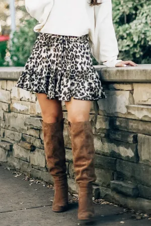 Holiday Getaway Leopard Ruffle Skirt
