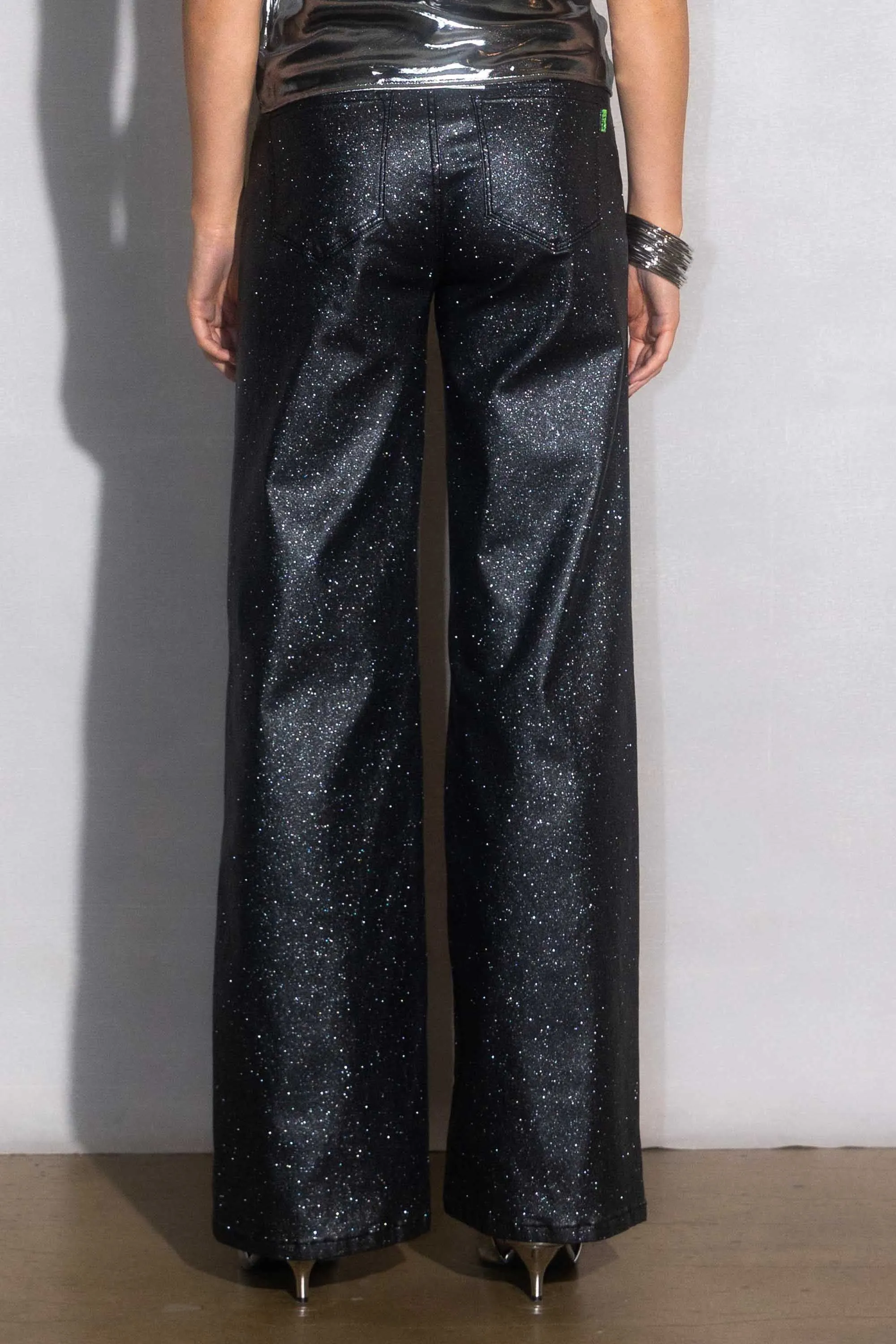 HOLIDAY Metallic High Rise Wide Jeans