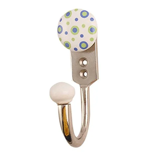 Indianshelf Handmade 1 Artistic Vintage Blue Ceramic Dot Flat Key Hooks Holders/Key Hooks Wall Mounted