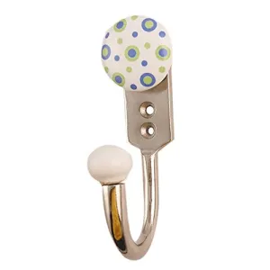 Indianshelf Handmade 1 Artistic Vintage Blue Ceramic Dot Flat Key Hooks Holders/Key Hooks Wall Mounted