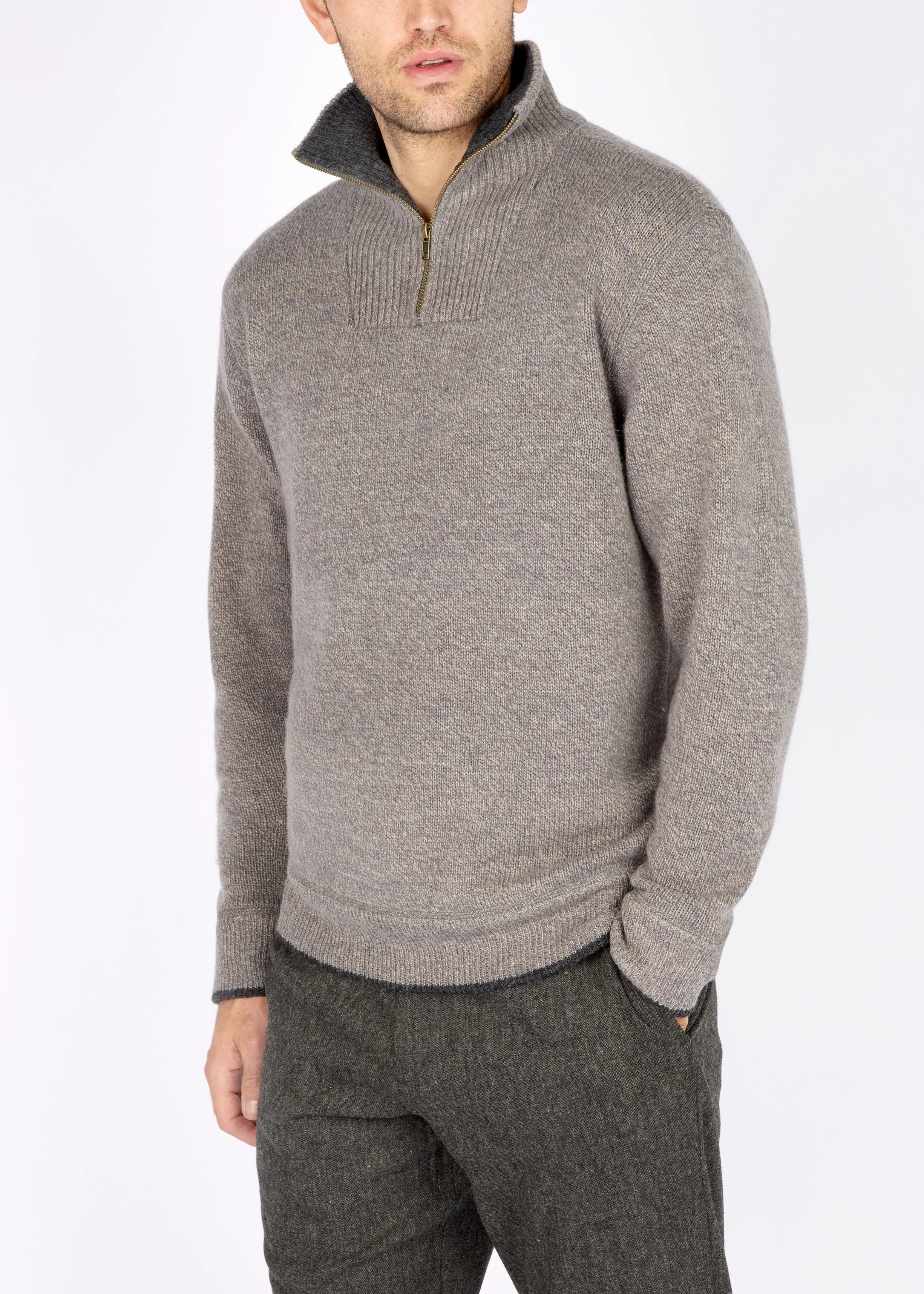IrelandsEye Men's Zip Sweater | Ghost Grey