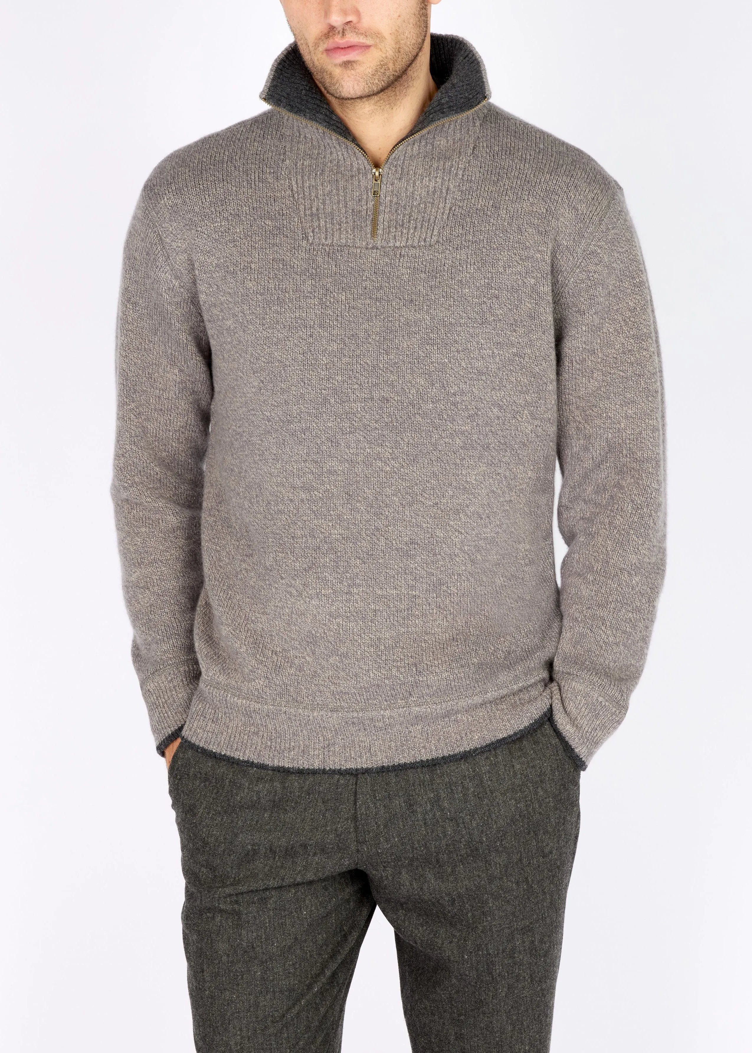 IrelandsEye Men's Zip Sweater | Ghost Grey