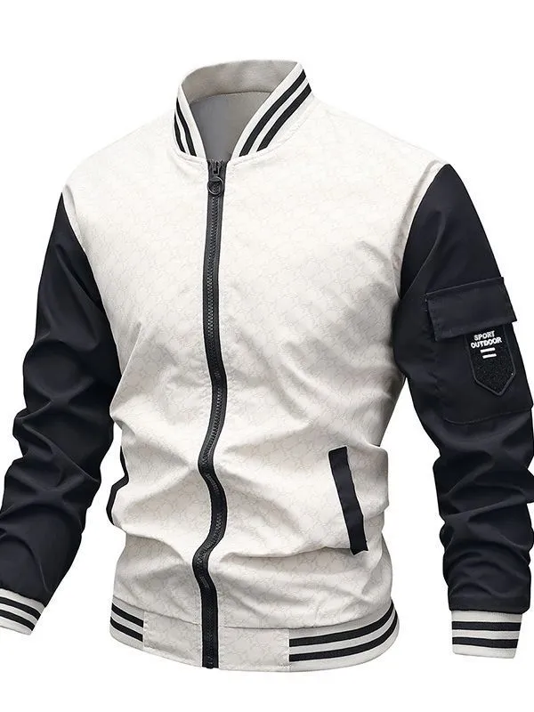 Jacket Men's Jacket Casual Stand Collar Trendy Brand Fashion Baseball Uniform Men's Youth Jacket Hollow Out