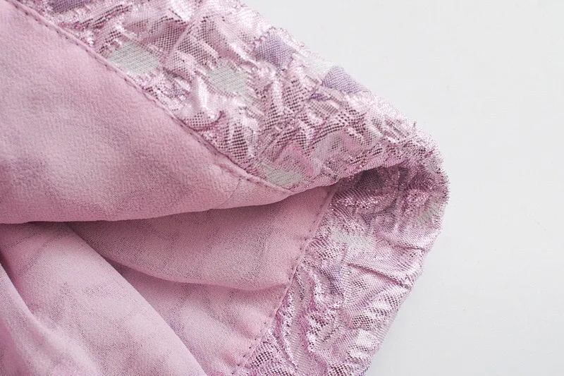 JACQUARD RUFFLED CROPPED TOP
