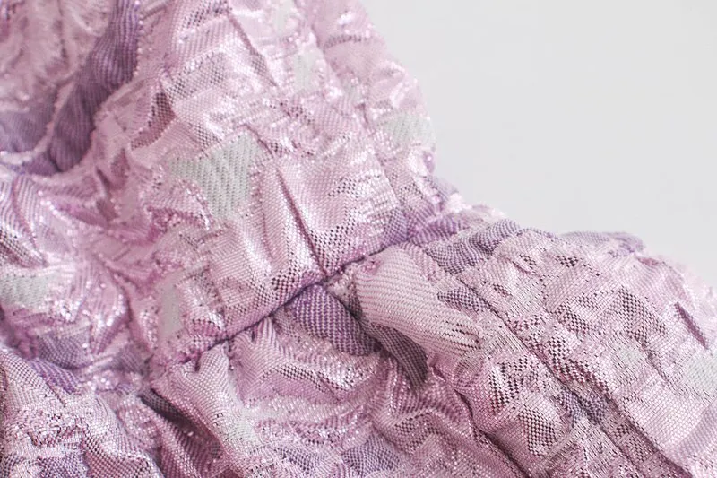 JACQUARD RUFFLED CROPPED TOP