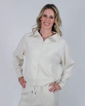 Jennifer Jacket | Beige Zip Lounge Set