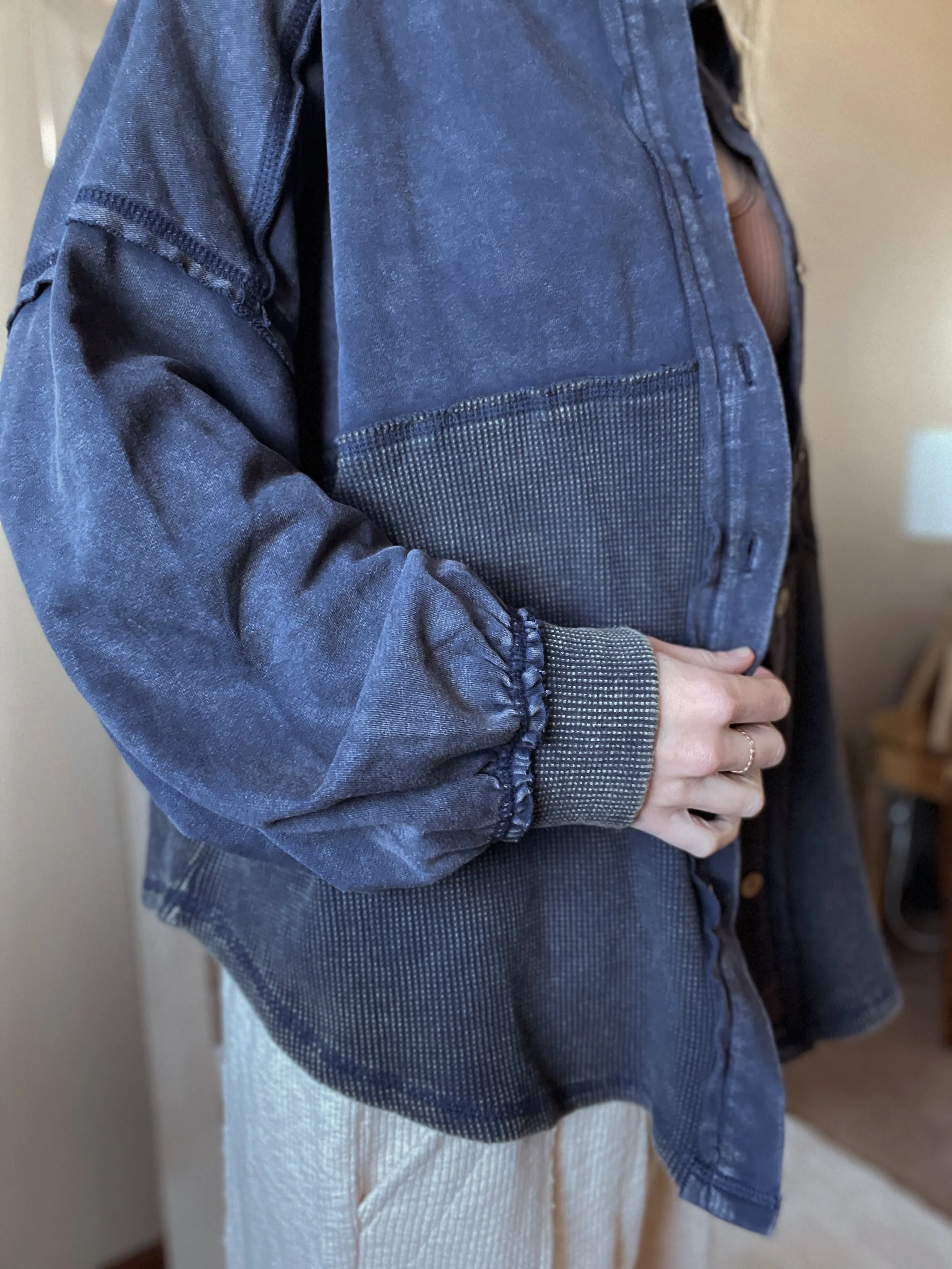 Judie Indigo Button Down Shacket