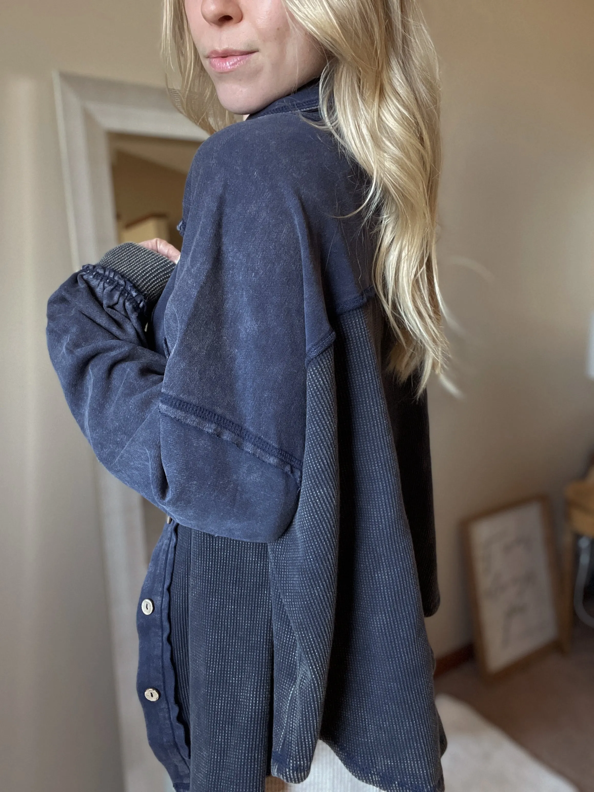 Judie Indigo Button Down Shacket
