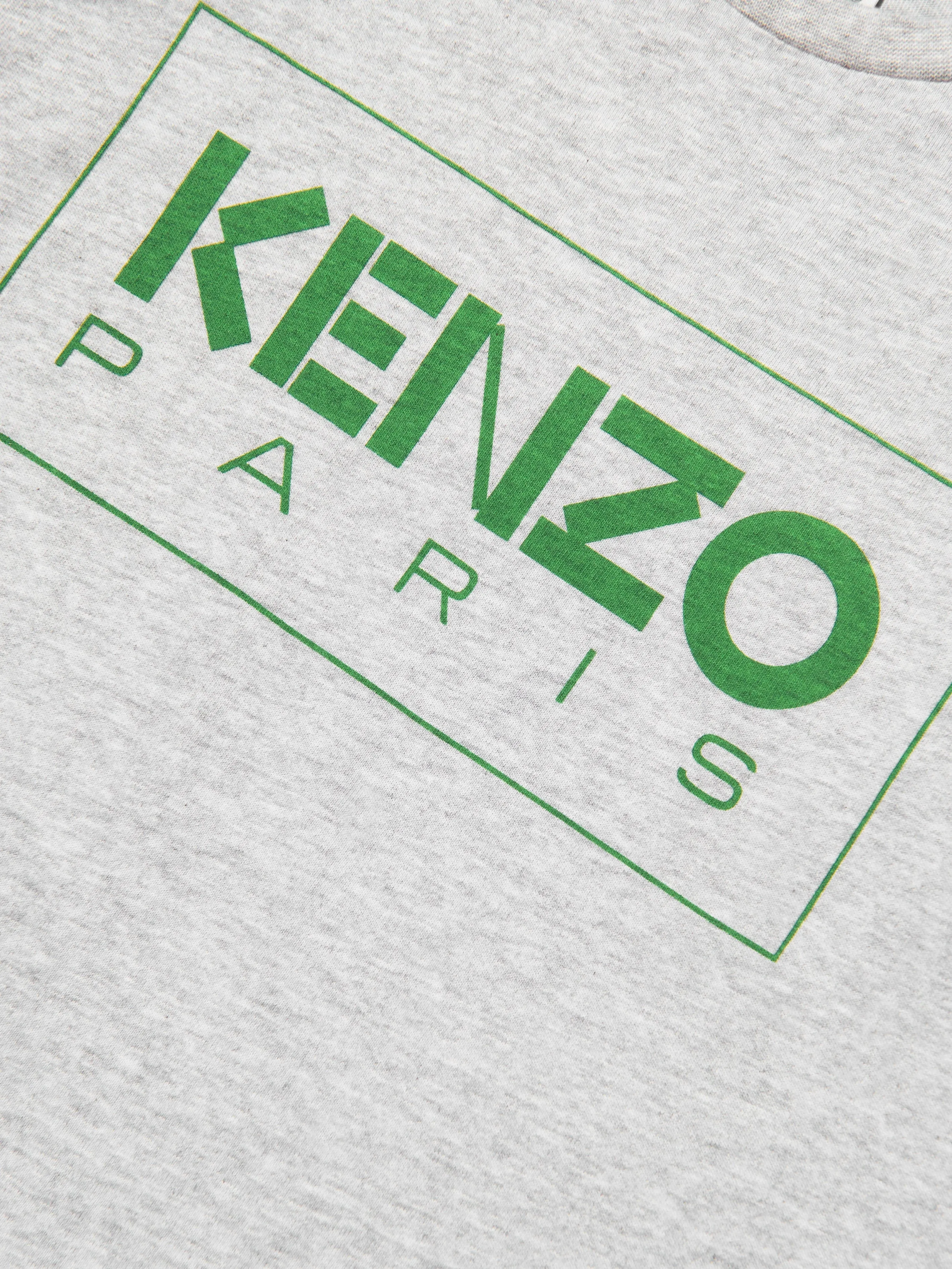 KENZO Boys Logo Print T-Shirt in Grey