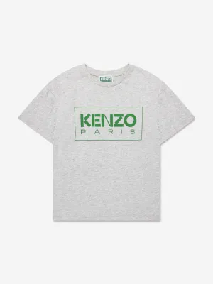 KENZO Boys Logo Print T-Shirt in Grey