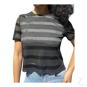 Ladies Silky Mesh Top | Striped | "Ria"