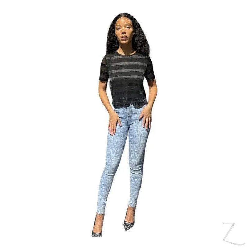 Ladies Silky Mesh Top | Striped | "Ria"