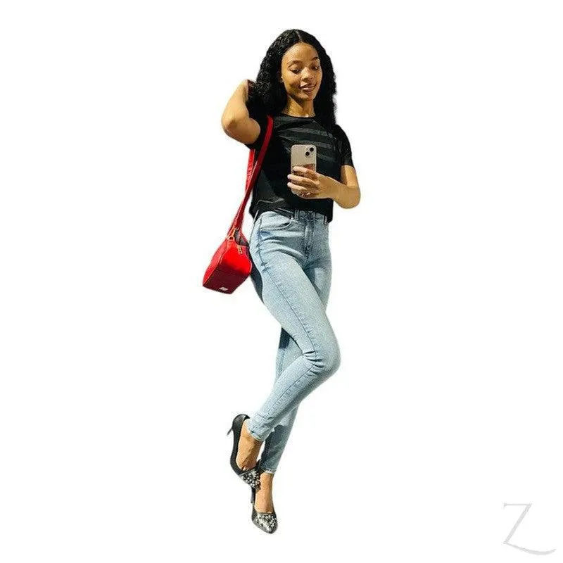 Ladies Silky Mesh Top | Striped | "Ria"
