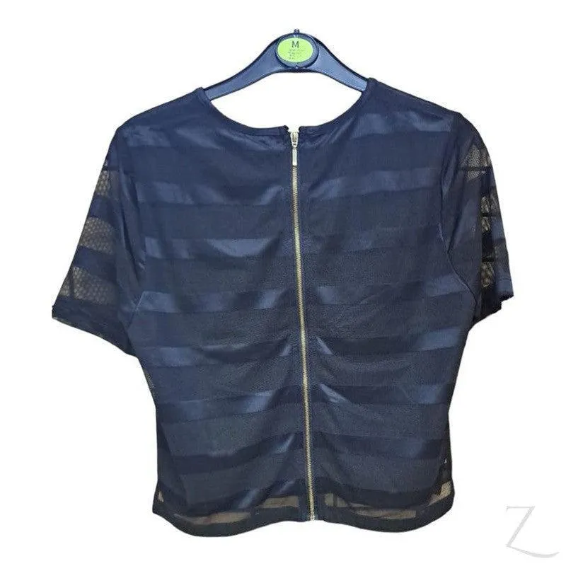 Ladies Silky Mesh Top | Striped | "Ria"