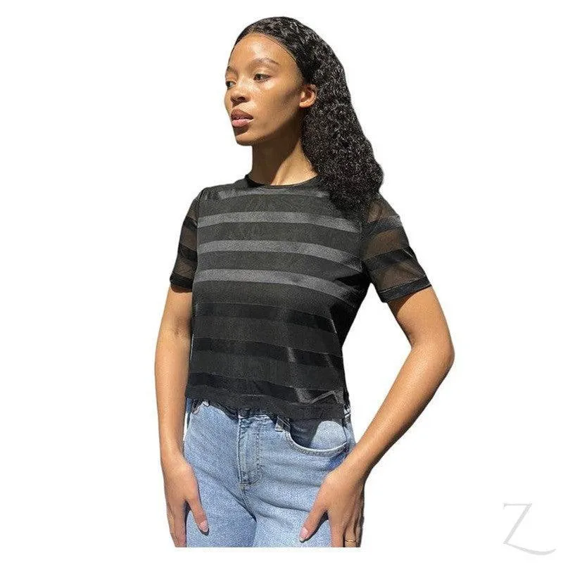 Ladies Silky Mesh Top | Striped | "Ria"