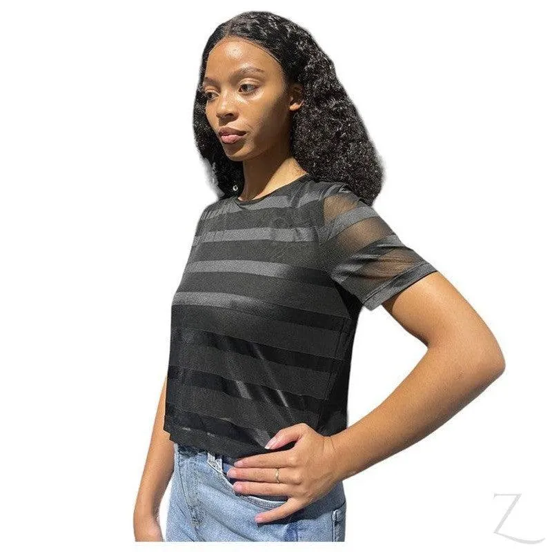 Ladies Silky Mesh Top | Striped | "Ria"
