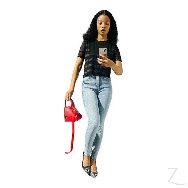 Ladies Silky Mesh Top | Striped | "Ria"