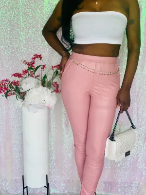Lalita Pink Faux Leather Pants
