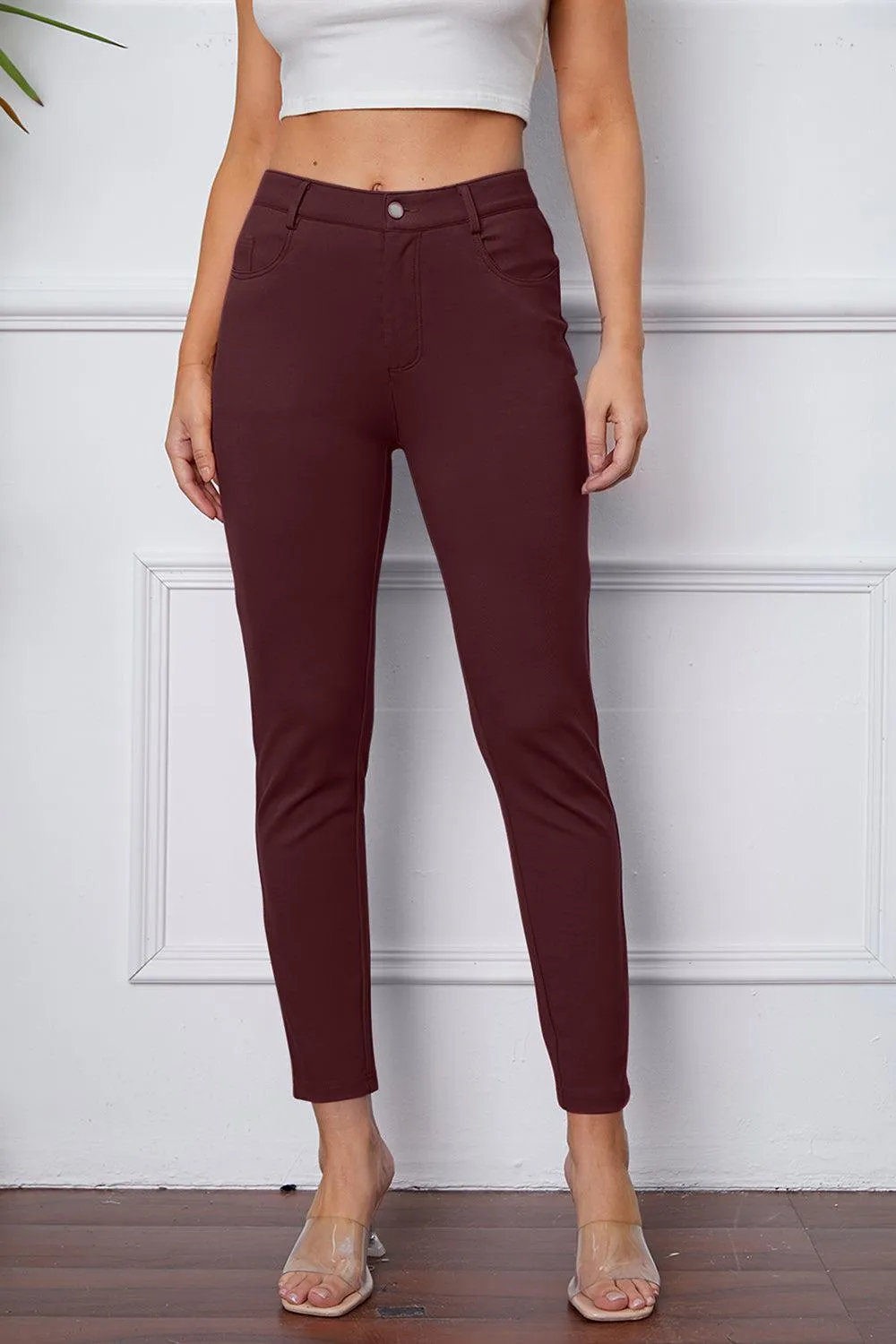 Leisure Chic Stretch High Waisted Skinny Pants