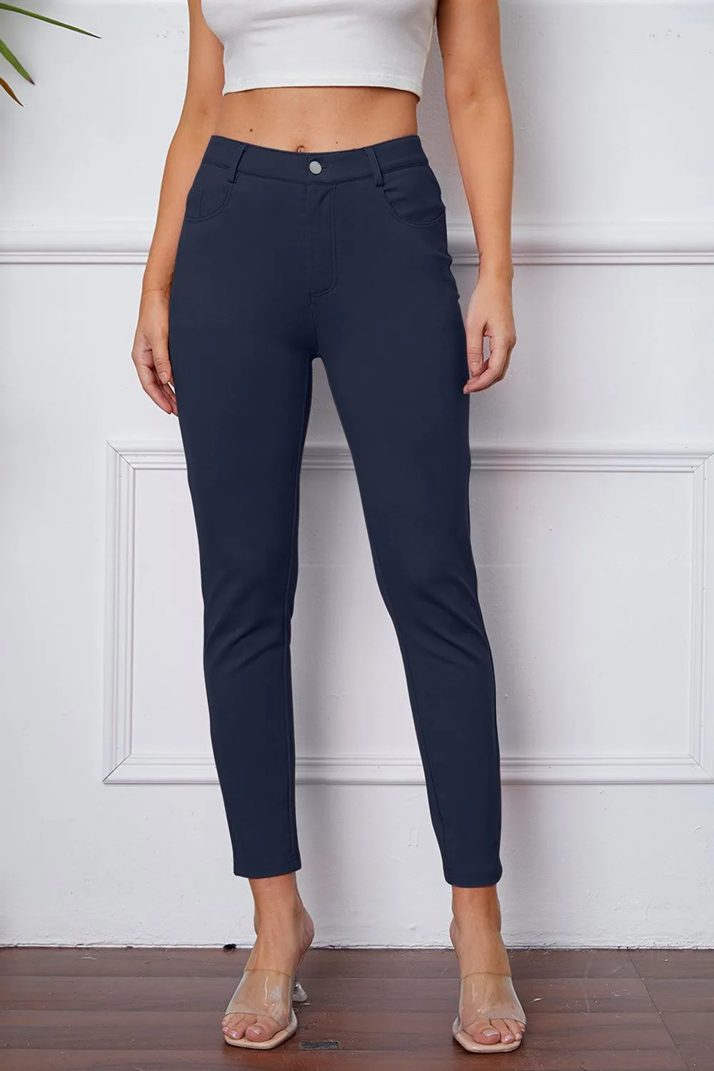 Leisure Chic Stretch High Waisted Skinny Pants