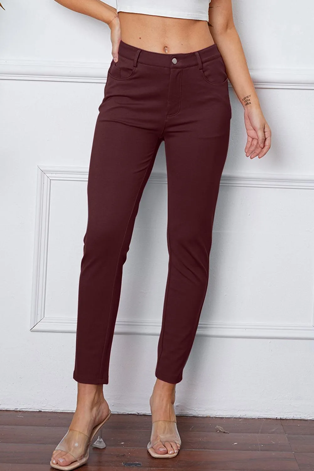 Leisure Chic Stretch High Waisted Skinny Pants
