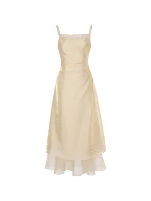 Lemon Silky Long Dress