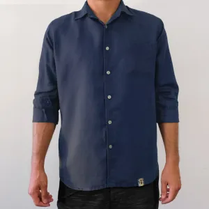 Linen Hemp Button Down Shirt - Aegean Blue