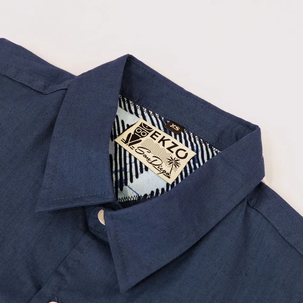Linen Hemp Button Down Shirt - Aegean Blue