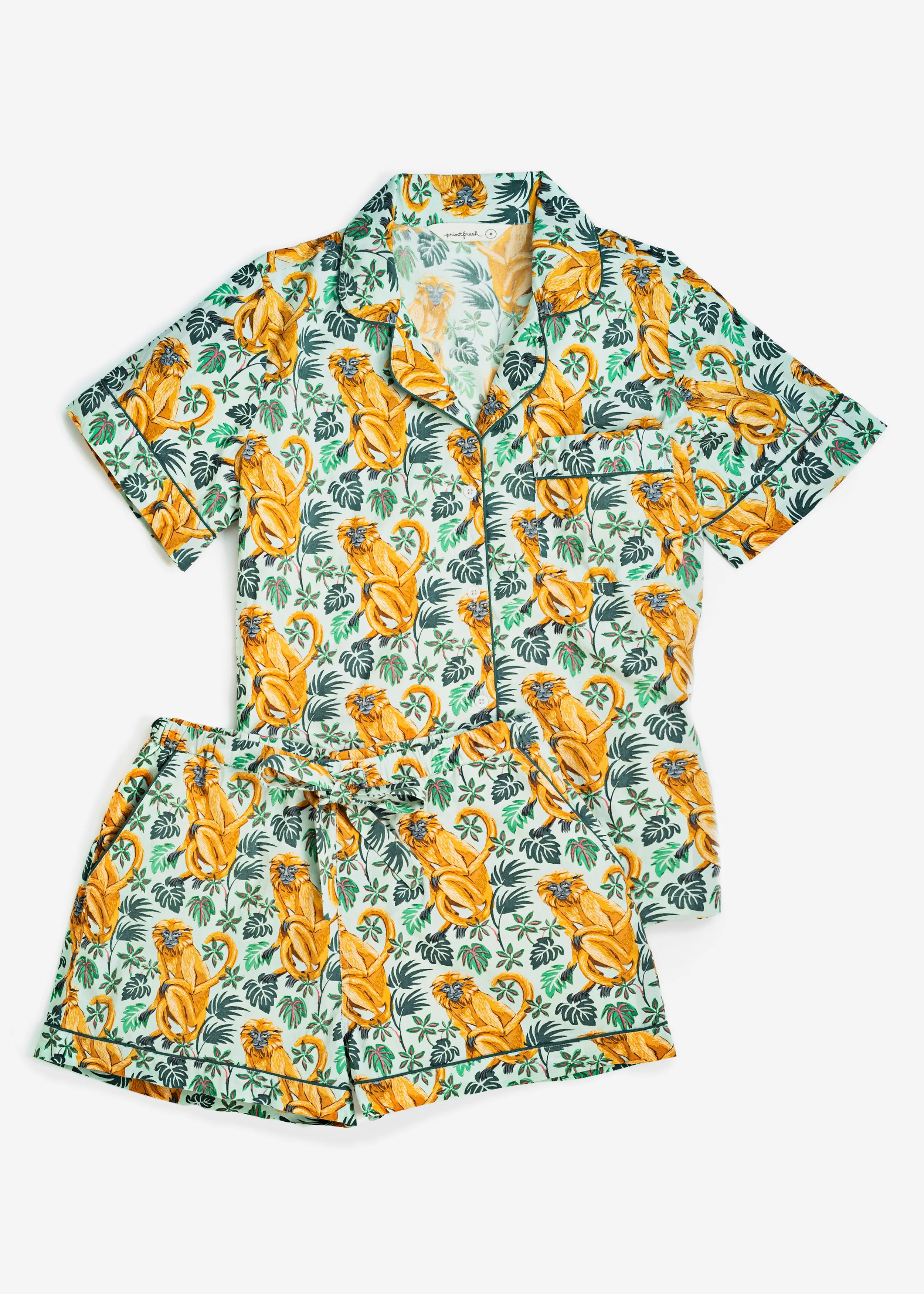 Lion Tamarin - Short PJ Set - Jade