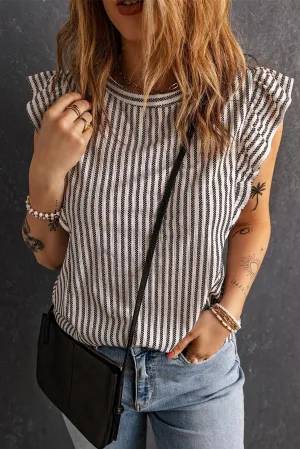 Live Simply Flutter Sleeve Striped Blouse