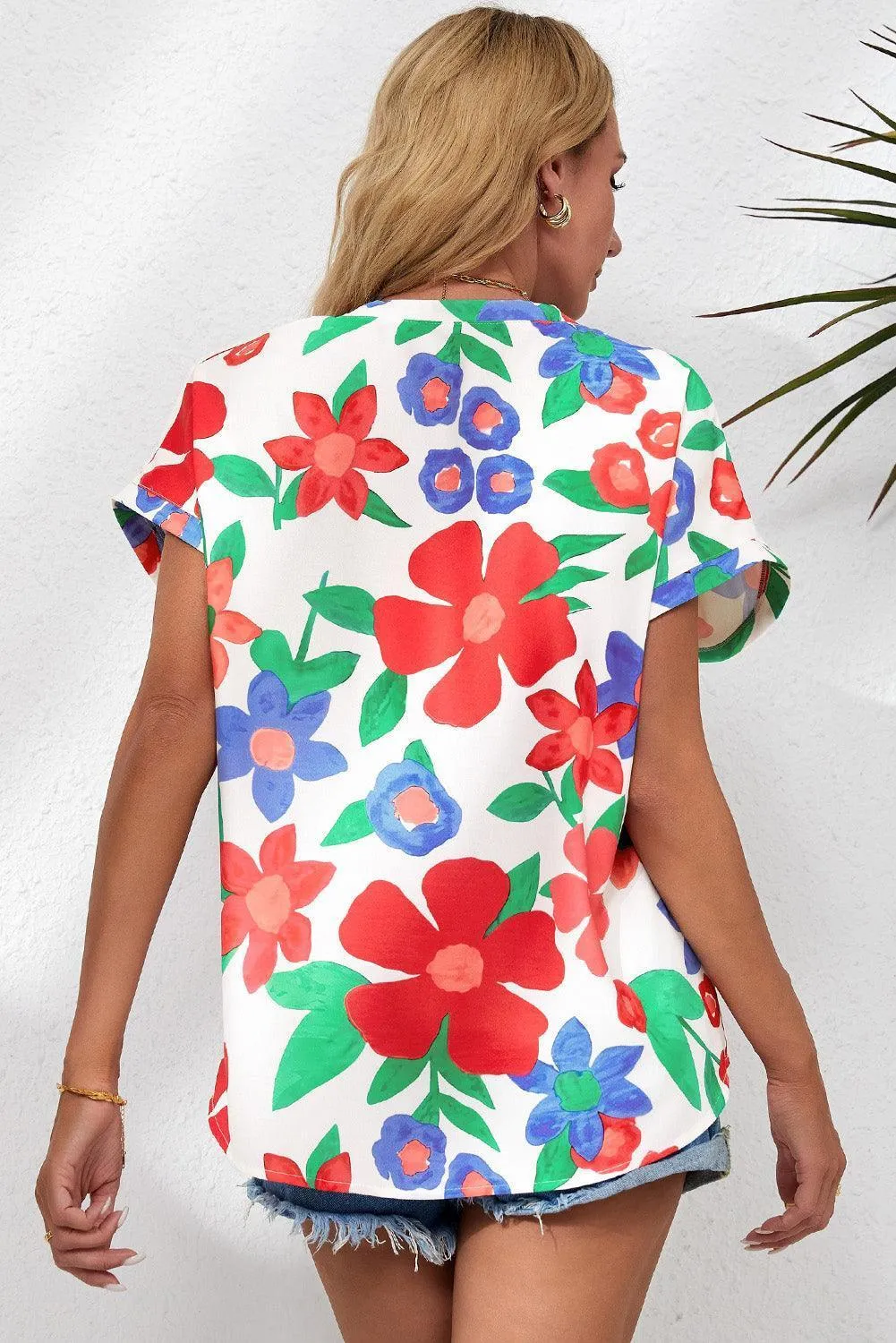 Living For Weekend Floral V Neck Blouse