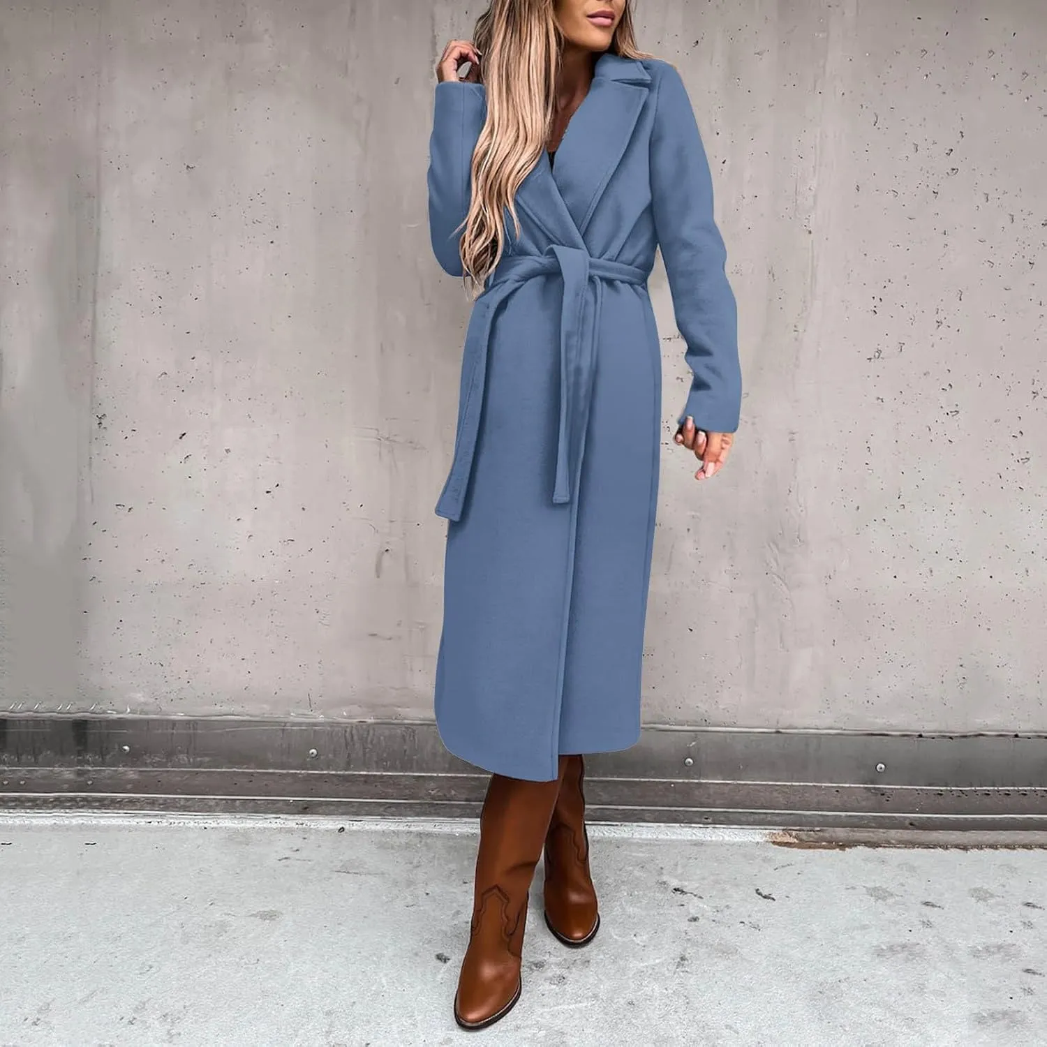 Long Trench Coats for Women Fashion Elegant Jacket Trench Coats Fall Winter Classic Lapel Windbreaker with Belt