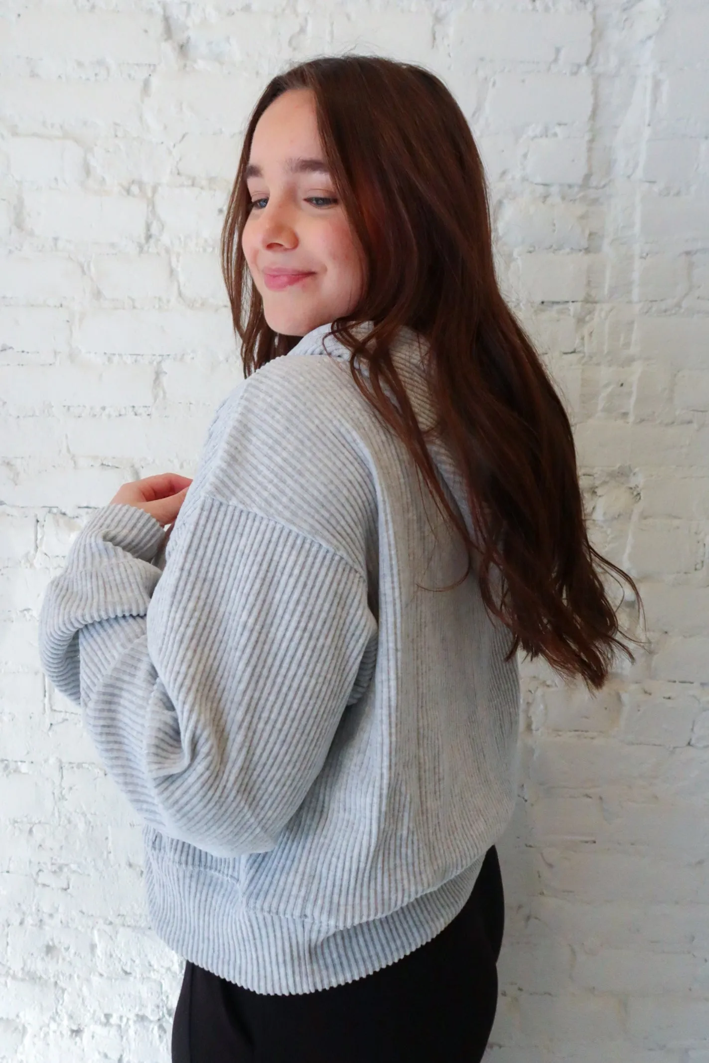 Looking Forward Heather Grey Knit Cropped Jacket