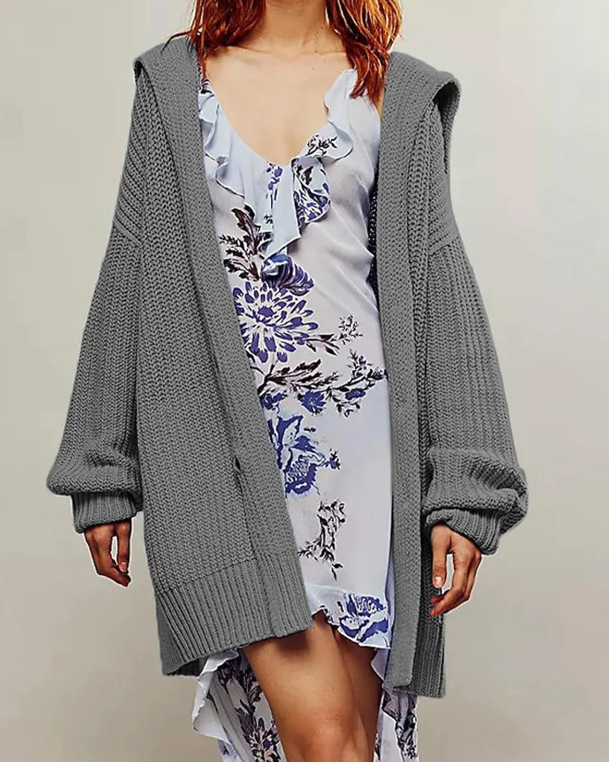 loveimgs Women Oversized Chunky Knit Open Front Cardigan Sweater Button Up Rib Knitted Sweater Jacket Fall Hoodie