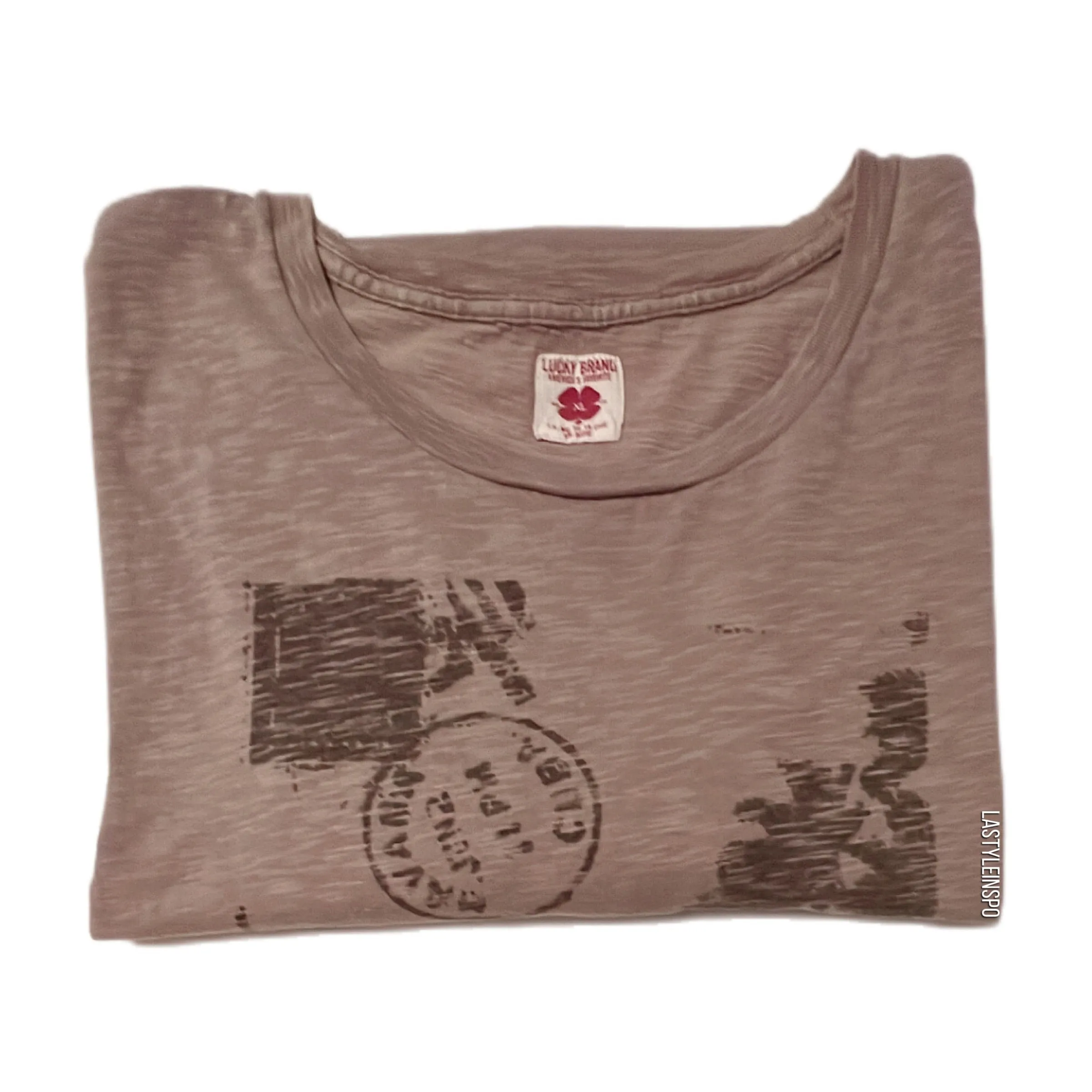 Lucky Brand Men’s Tshirt Greetings from Paradise Cuba Pattern in Brown Size XL