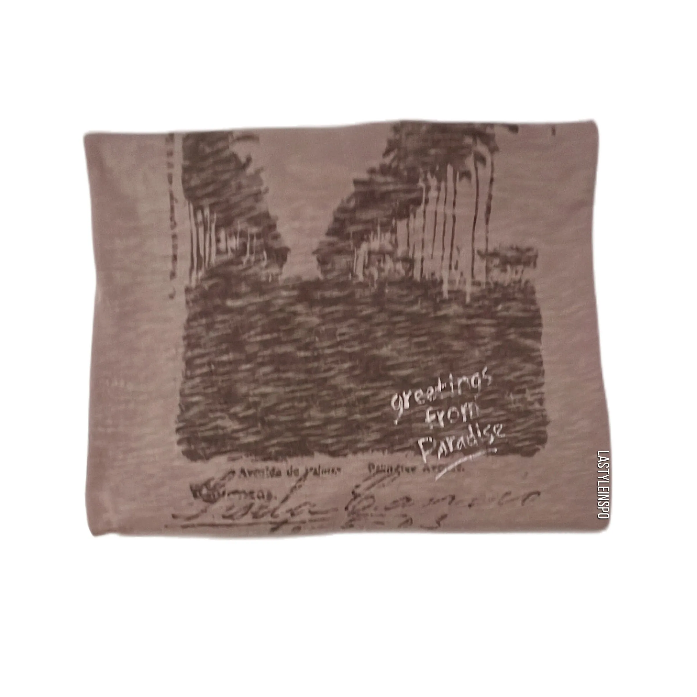 Lucky Brand Men’s Tshirt Greetings from Paradise Cuba Pattern in Brown Size XL