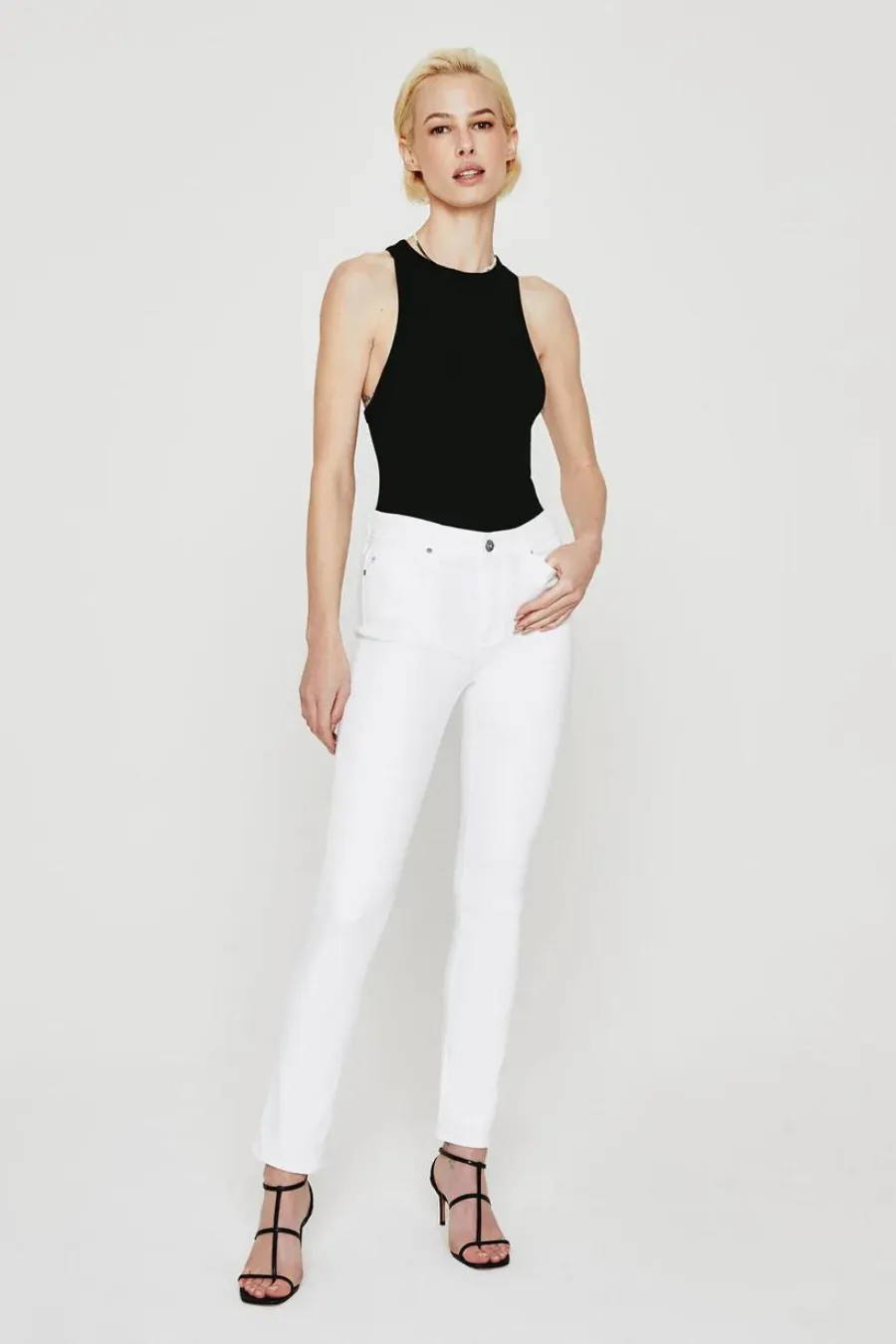 Mari High Rise Straight White