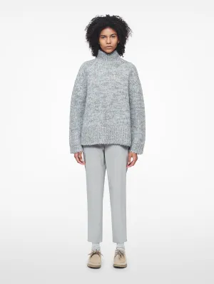 Marled Mockneck in Pale Grey Marl