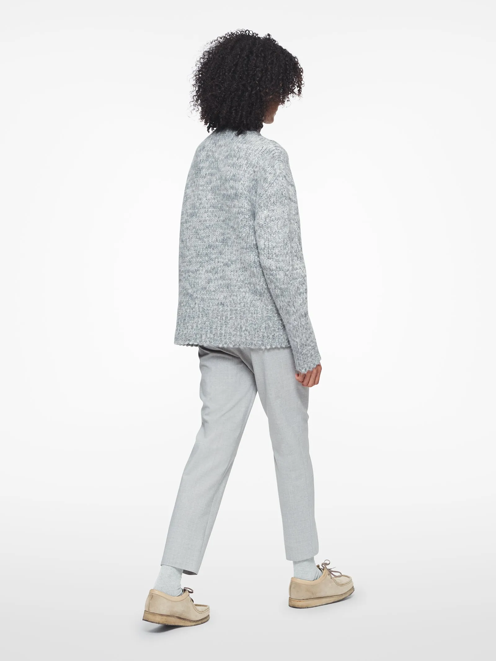 Marled Mockneck in Pale Grey Marl