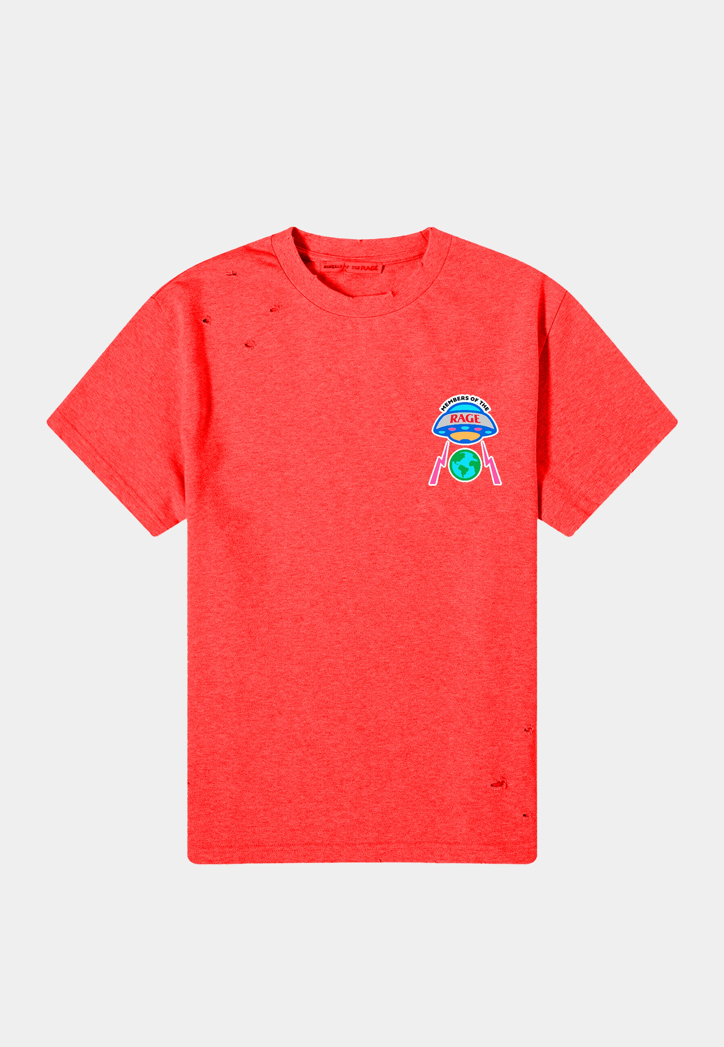 Members Of The Rage Distressed Tshirt Small Logo Infrared Red