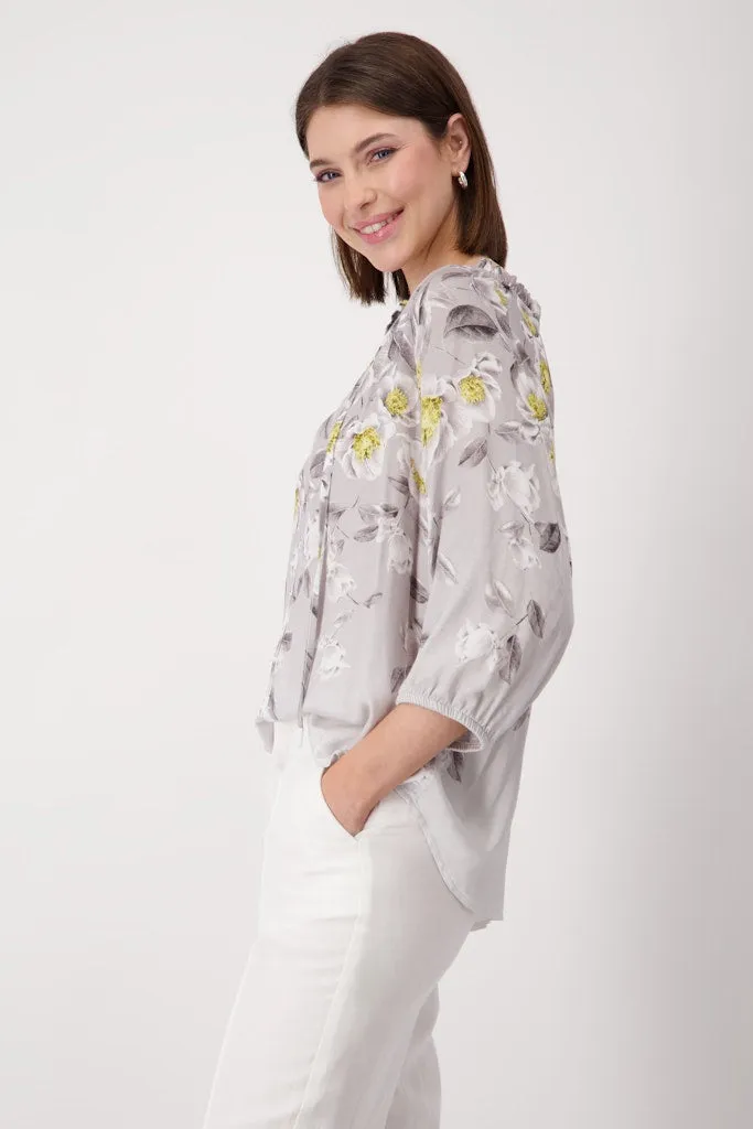 Monari Flower All Over Blouse 408665 - Grey