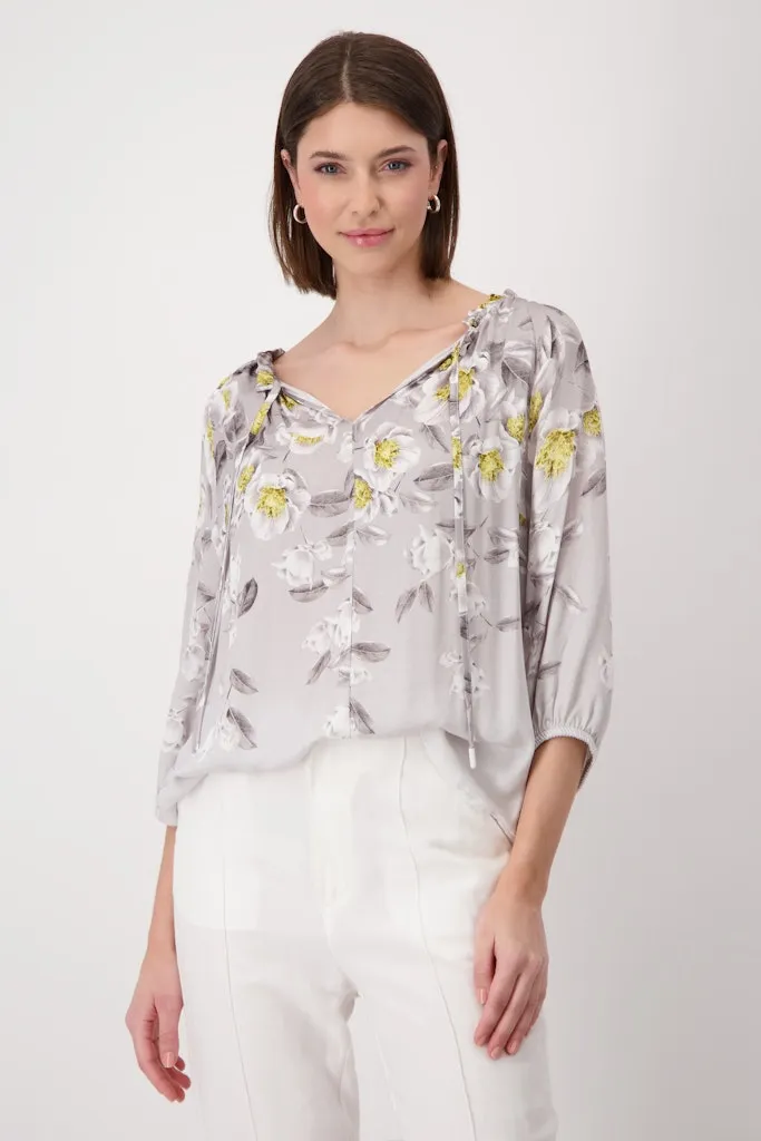 Monari Flower All Over Blouse 408665 - Grey